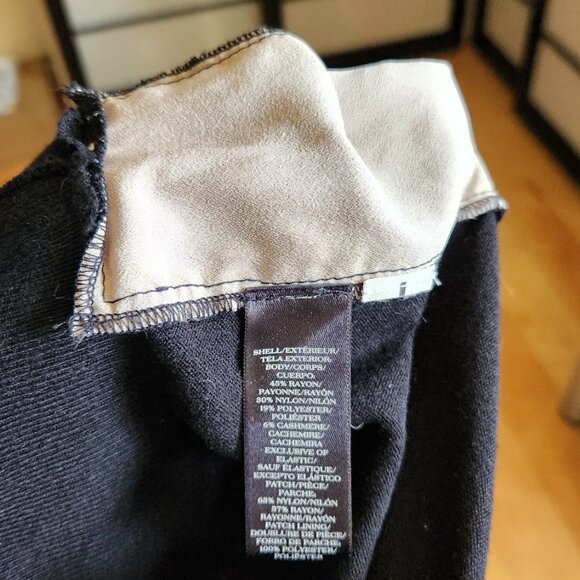 Ann Taylor Petite sz MP Black Lace Insert Bow Tie Back Top Blouse Sweater - Picture 12 of 16